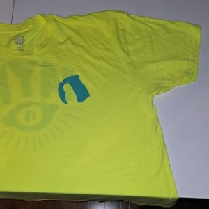 Neon Yellow Tee with Blue Graphic